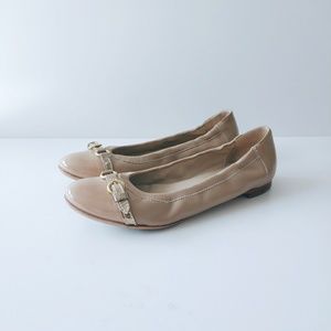 AGL Toe Cap Leather Ballet Nude Flats 38